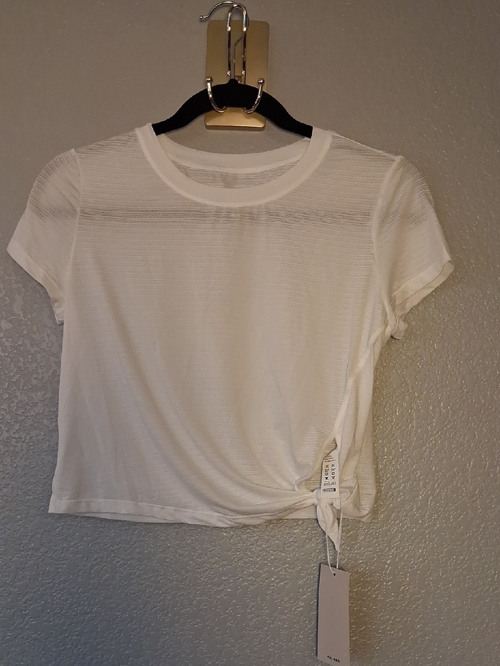 HALARA White Short-Sleeve Tie-Knot Crop Tee